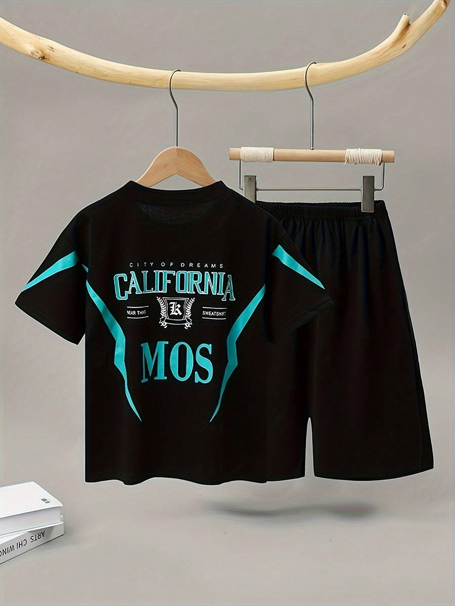 Boys Graphic Printed T-Shirt and Shorts Set