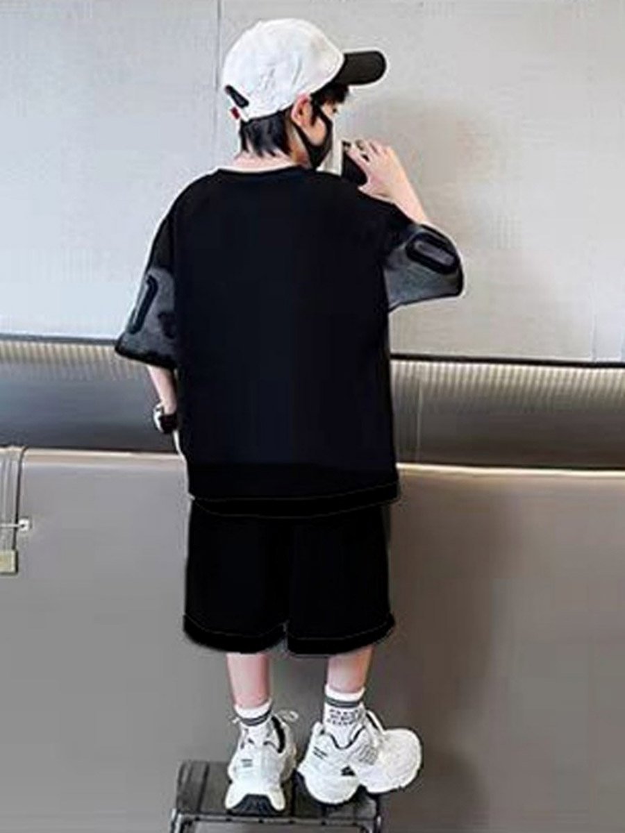 Boys Printed Round Neck T-Shirt and Shorts Set