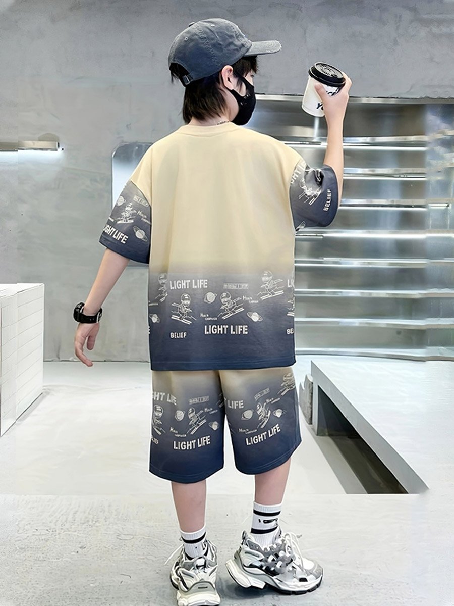 Boys Printed Short Sleeve T-Shirt and Shorts Set