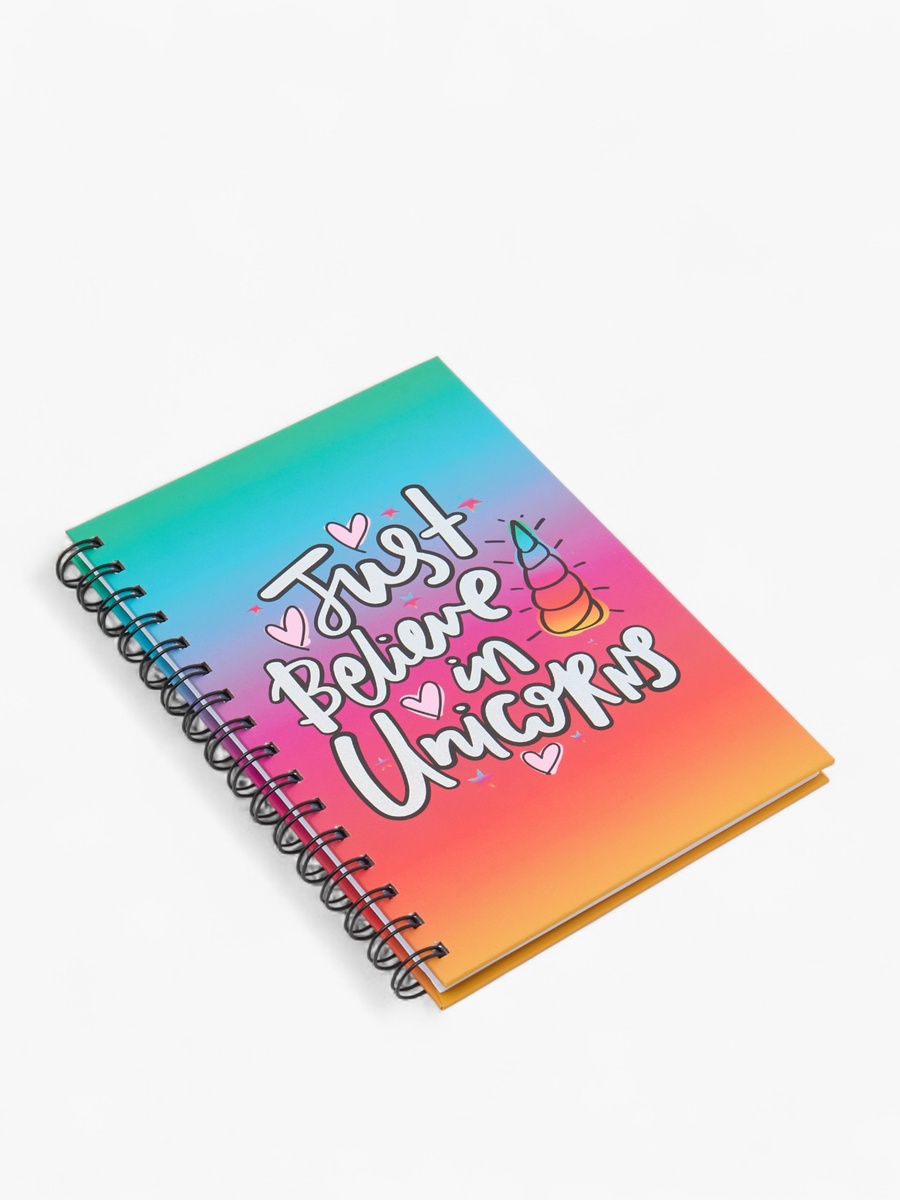 Unicorn Slogan Print A5 Notebook with Spiral Binding - 80 Pages