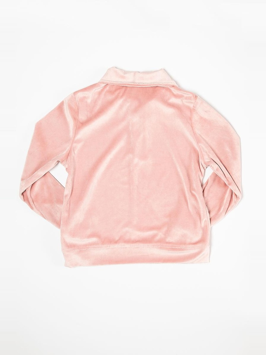 Velvet Sweatshirt with Front Zipper