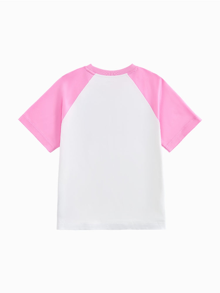 تيشيرت بأكمام قصيرة بألوان متباينة مع طبعة أمامية