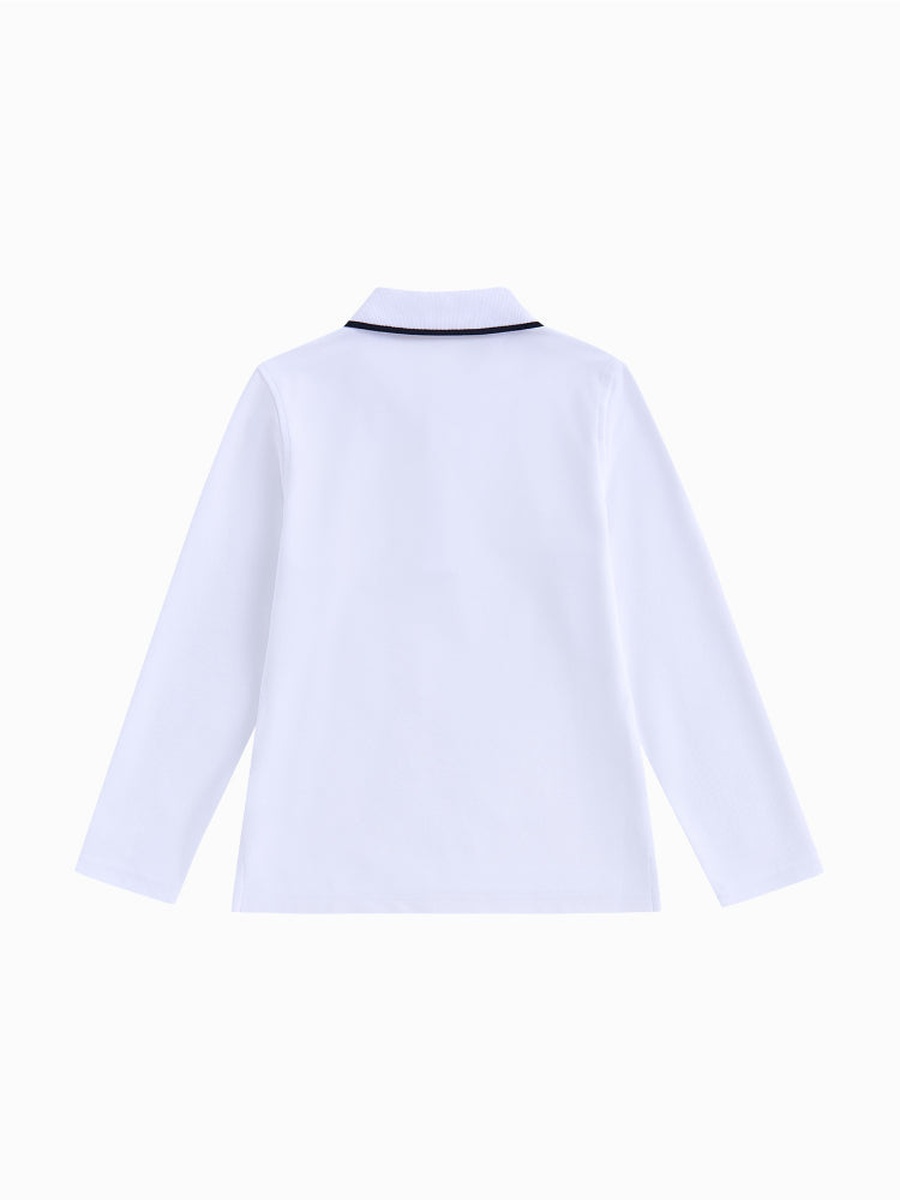 Long Sleeve Polo T-Shirt with Contrast Color Line