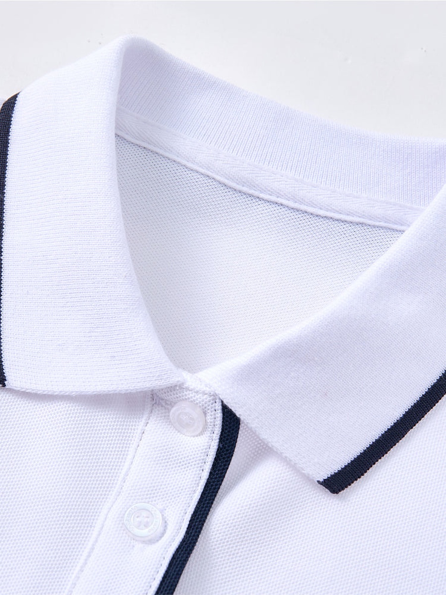 Long Sleeve Polo T-Shirt with Contrast Color Line