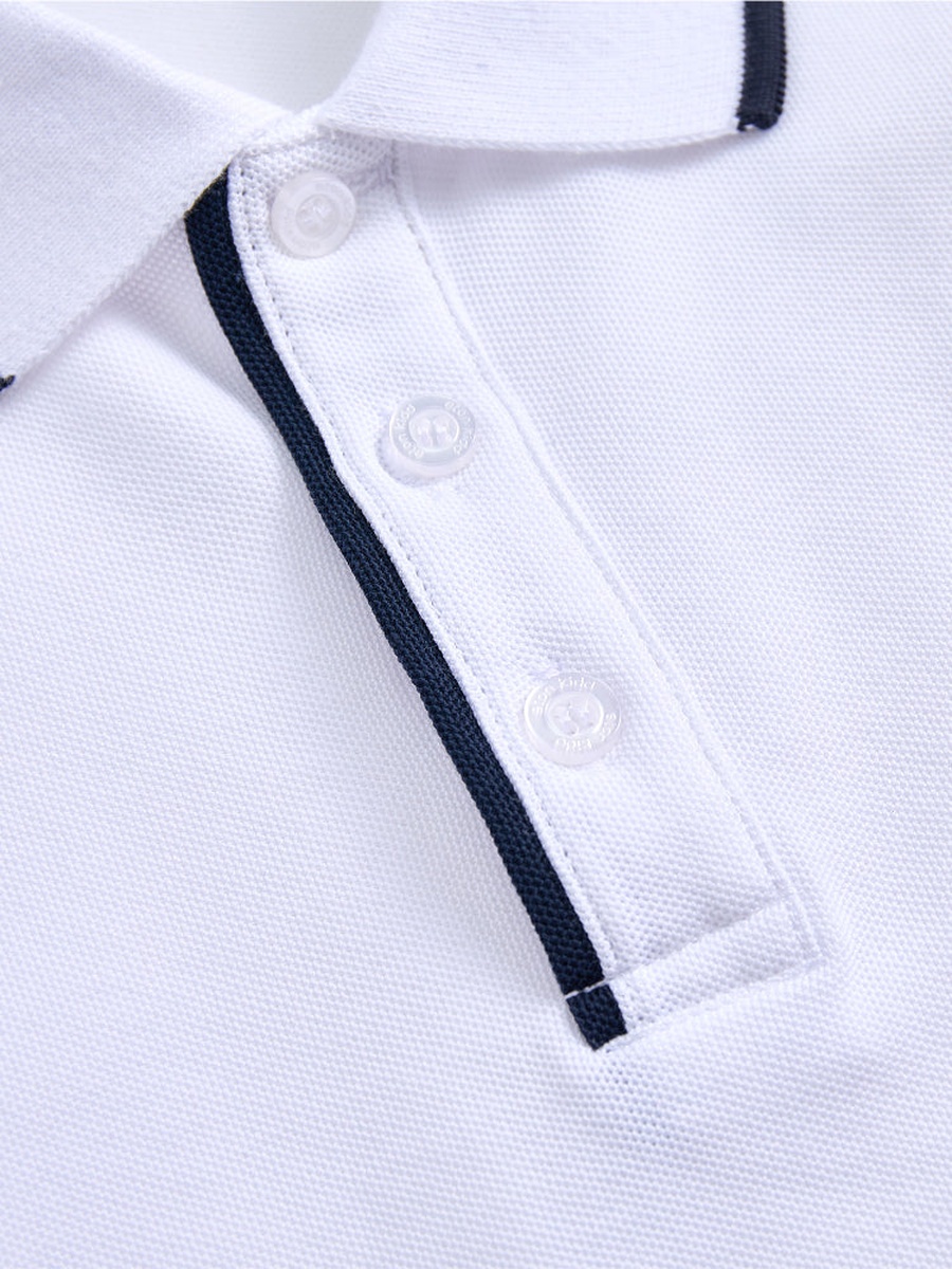 Long Sleeve Polo T-Shirt with Contrast Color Line
