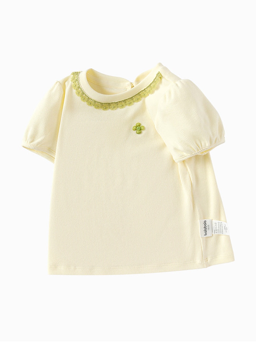 Lace Detail Puff Sleeve T-Shirt