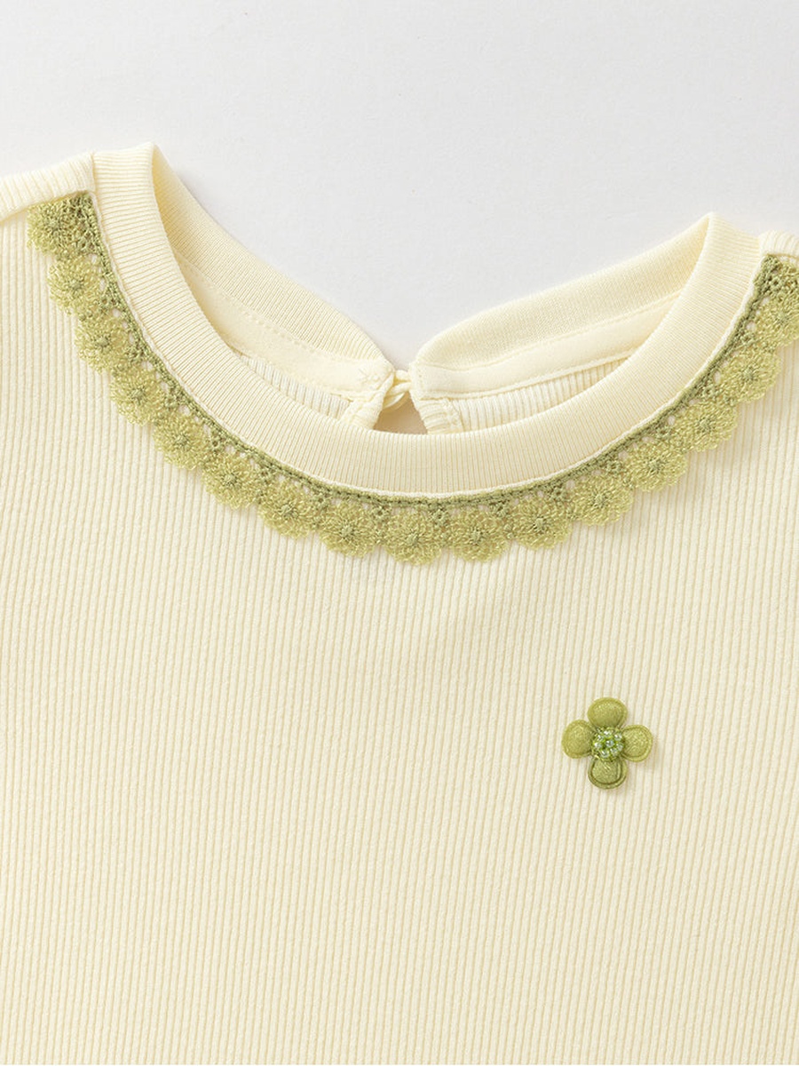 Lace Detail Puff Sleeve T-Shirt