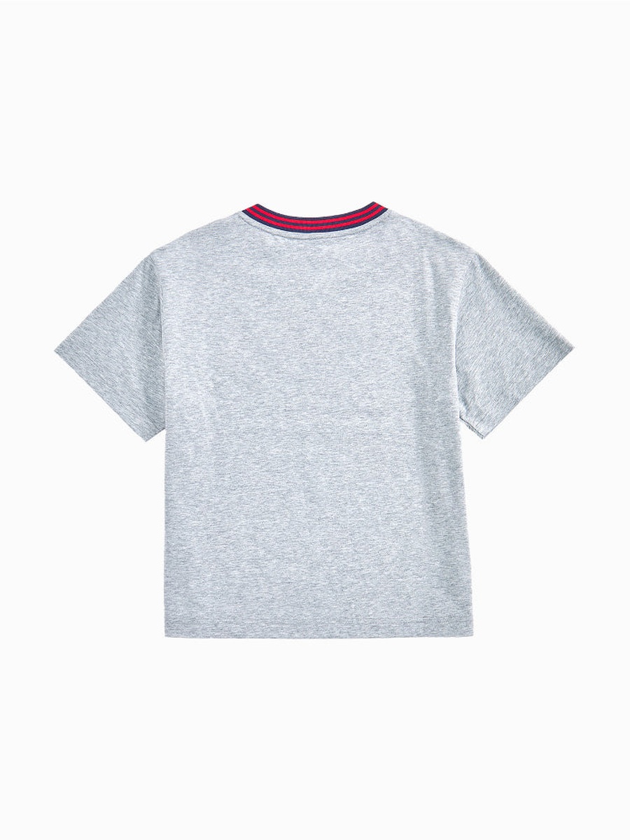 Short Sleeve V-Neck T-Shirt with Front Print
