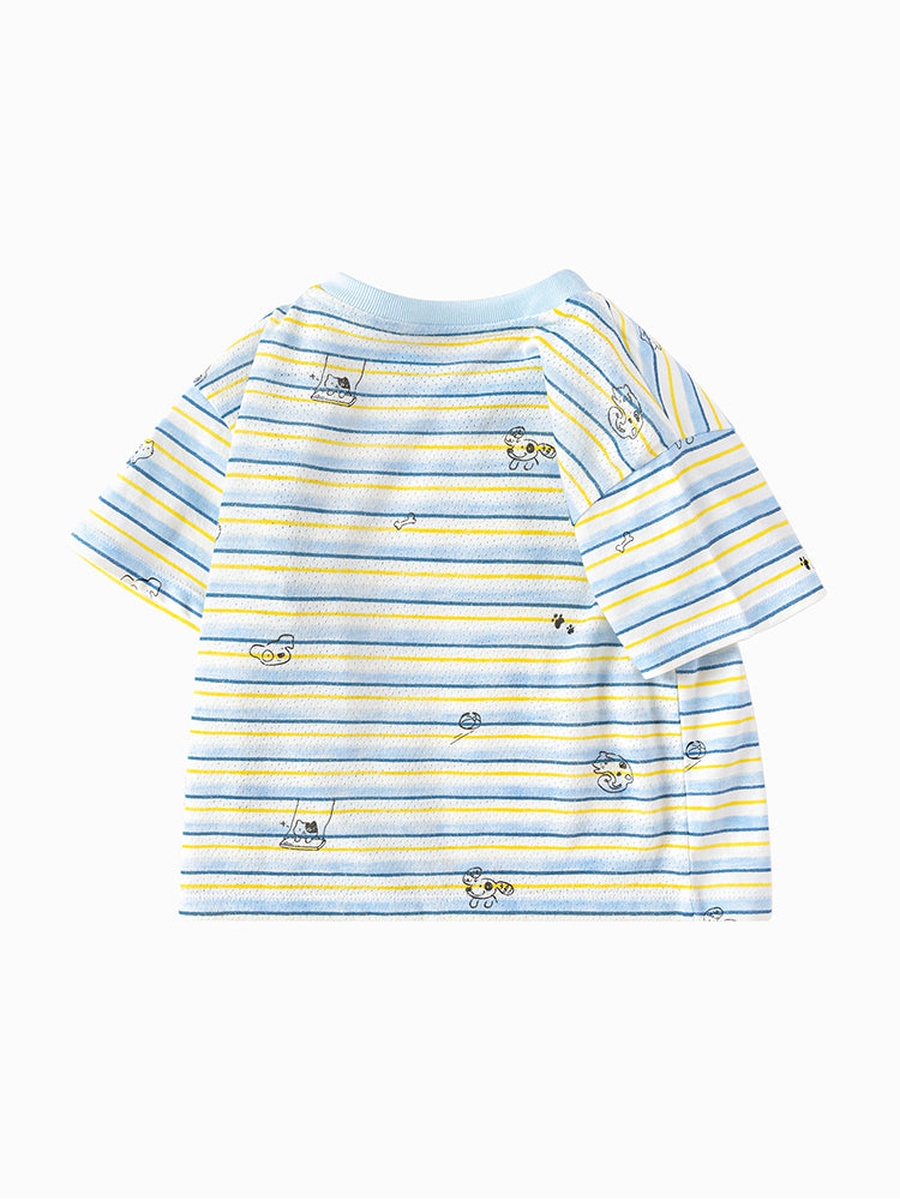 Striped Short Sleeve T-Shirt with Applique Detail