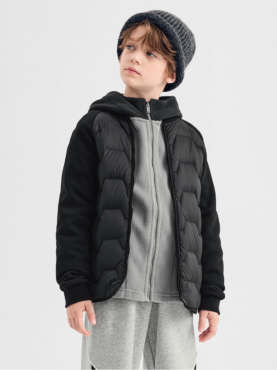 Quilted Bomber Jacket with Front Zipper