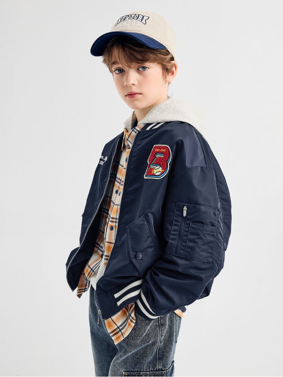 Varsity Zip-Up Jacket with Embroidery Patch