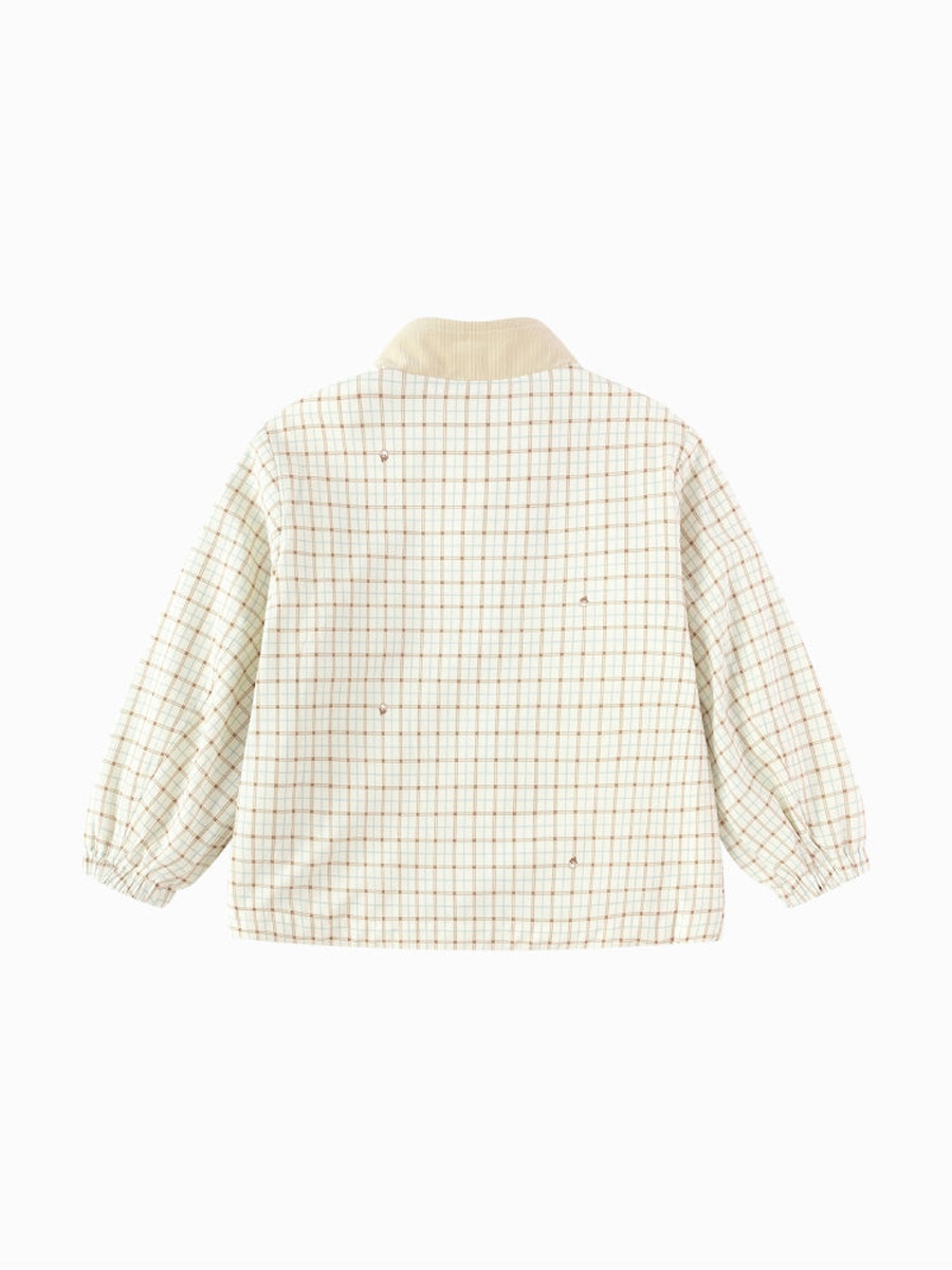 Plaid Zip-Up Jacket with Corduroy