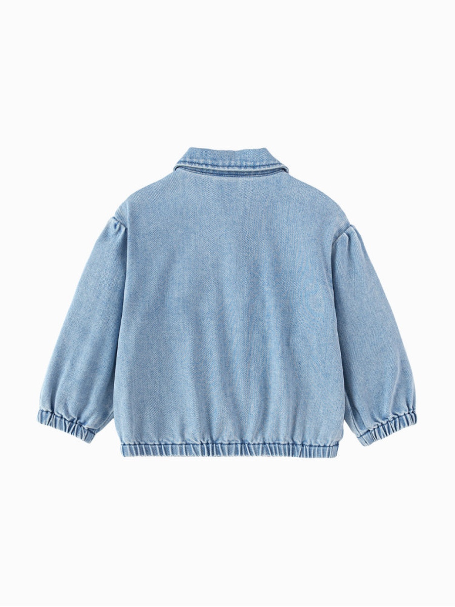 Denim Zip-Up Jacket with Embroidery