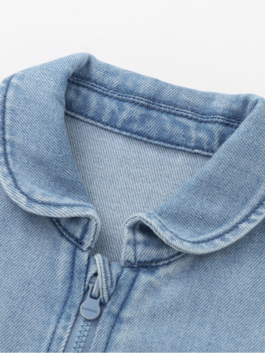 Denim Zip-Up Jacket with Embroidery