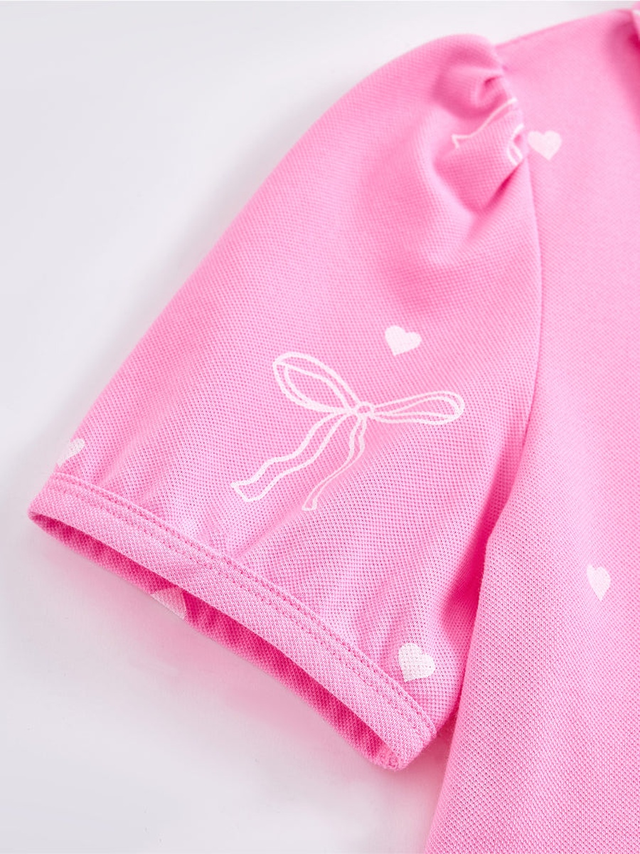 Bow Printed Short Sleeve Dress