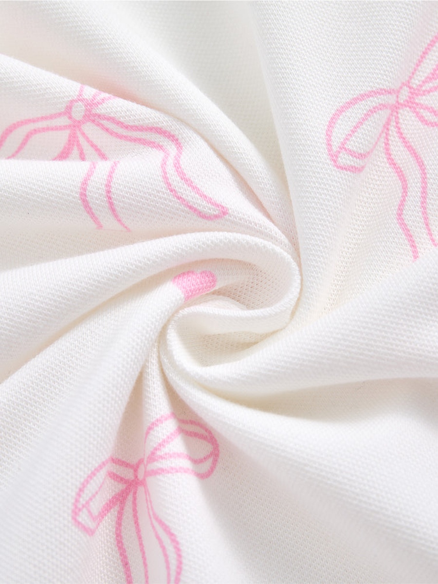 Bow Printed Short Sleeve Dress