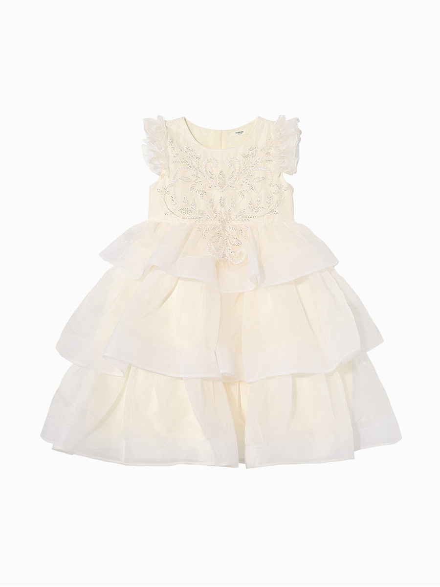 Ruffled Dress with Embroidery