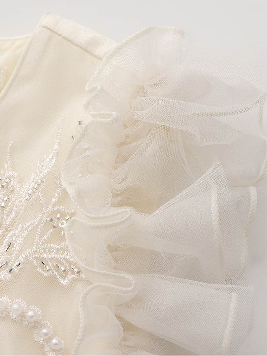 Ruffled Dress with Embroidery