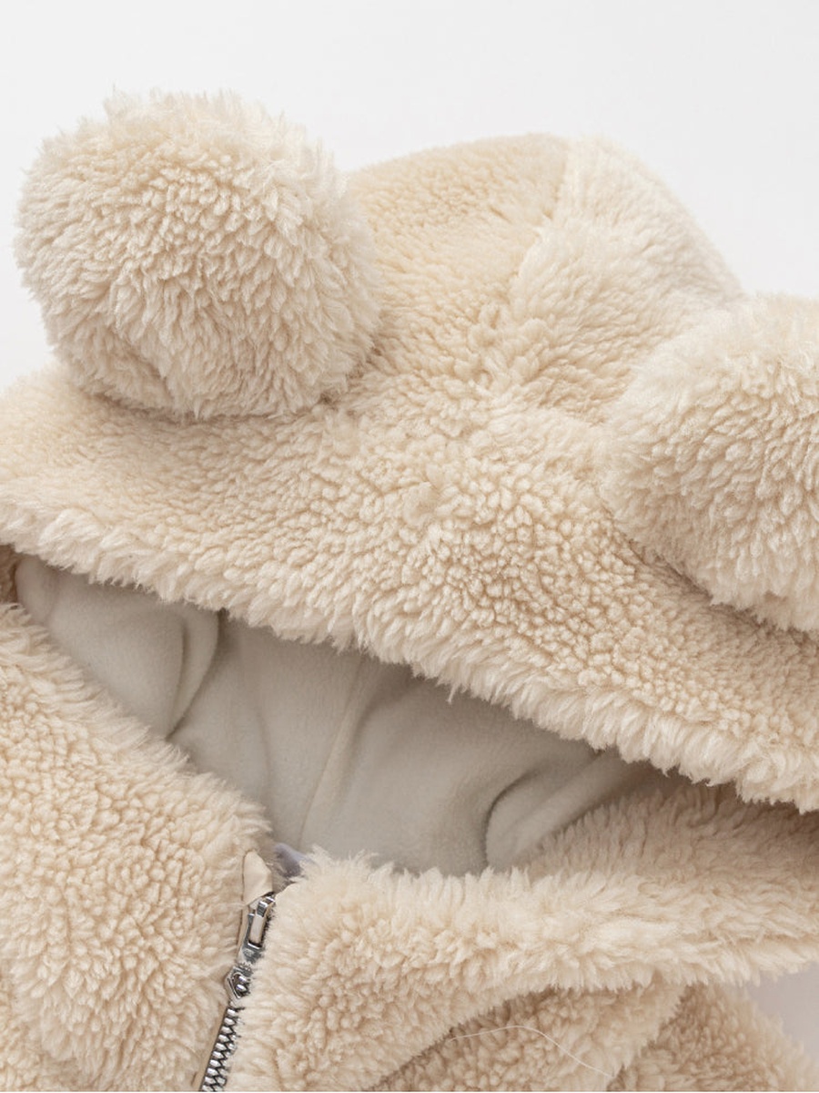 Fleece Hooded Jacket with Zip Closure