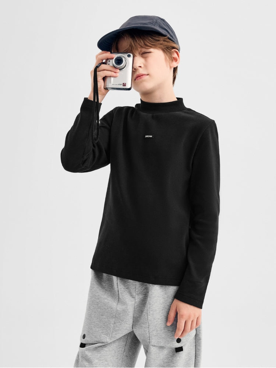 Long Sleeve T-Shirt with Mock Neck