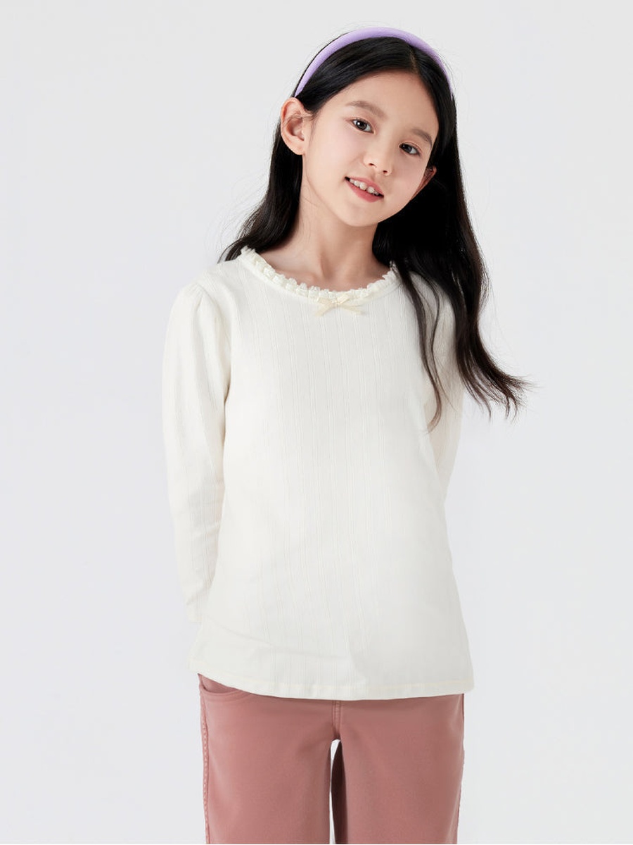 Ribbed Top with Bow Neckline