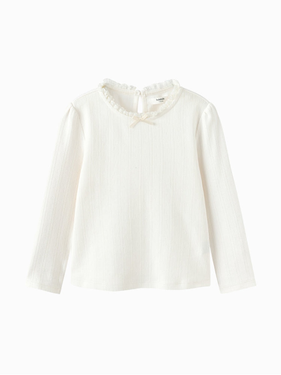 Ribbed Top with Bow Neckline