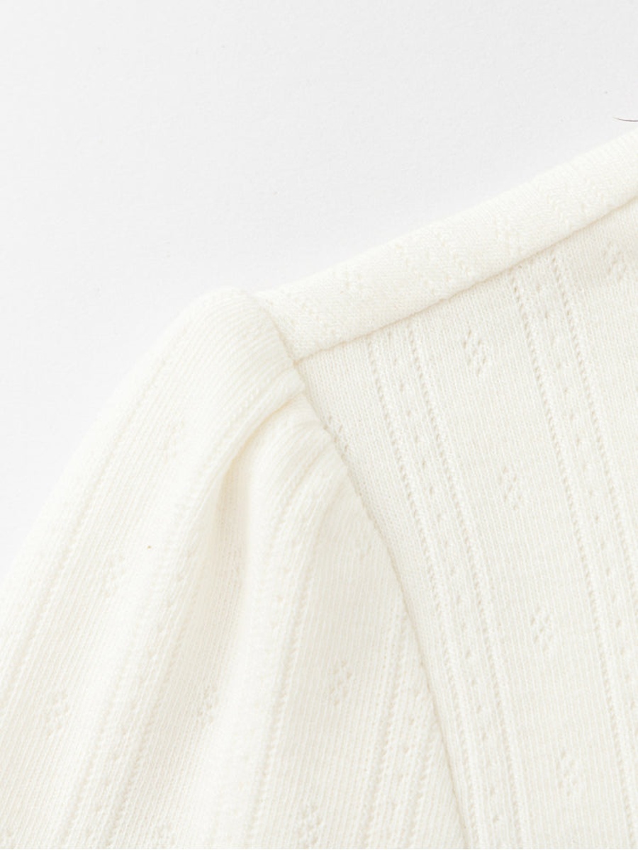 Ribbed Top with Bow Neckline