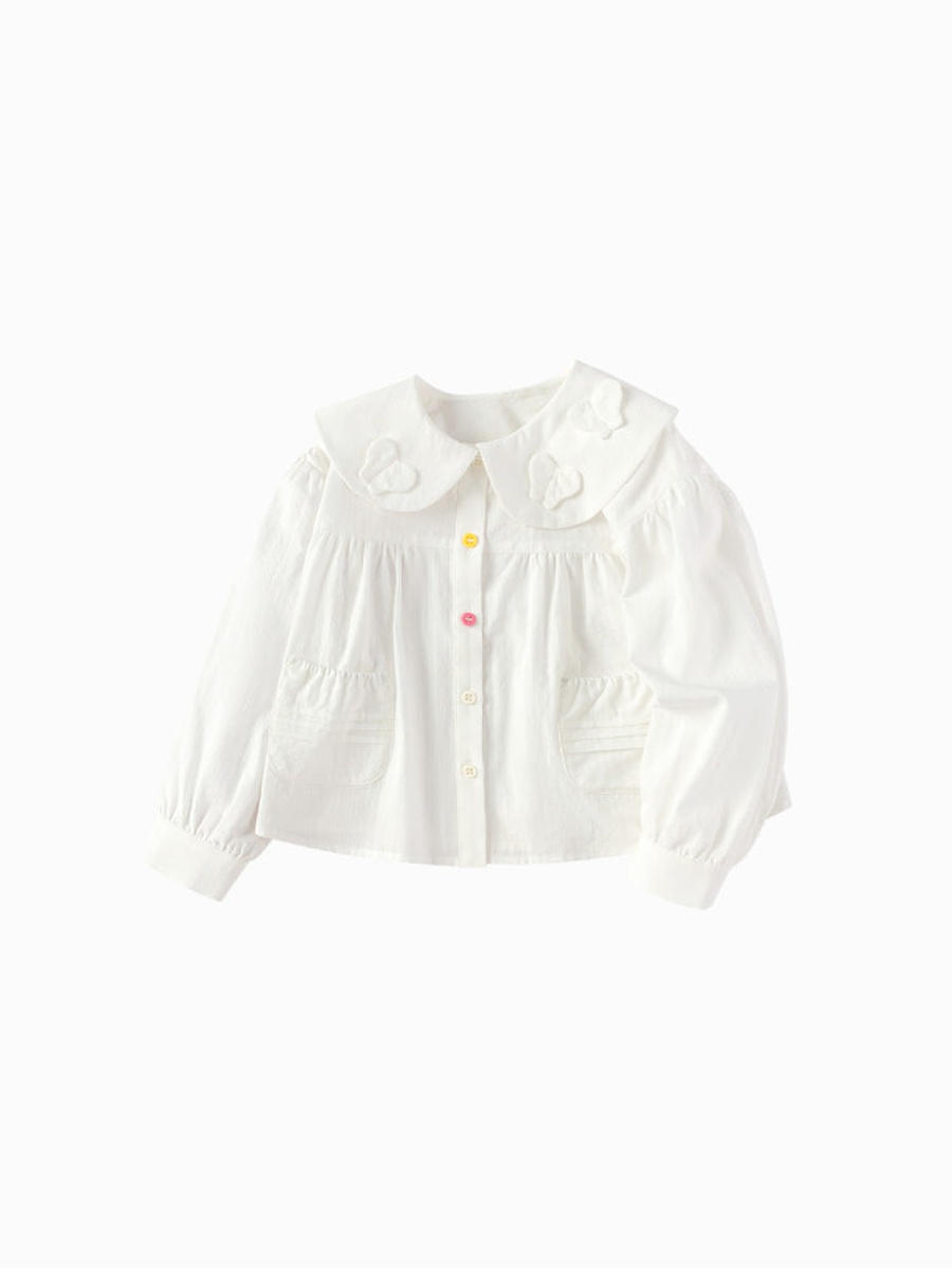 Shirt with Embossed Butterfly Collar