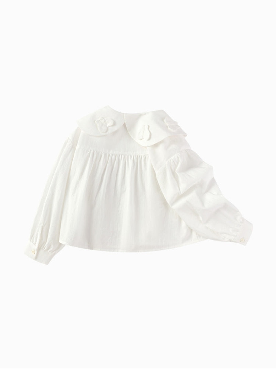 Shirt with Embossed Butterfly Collar