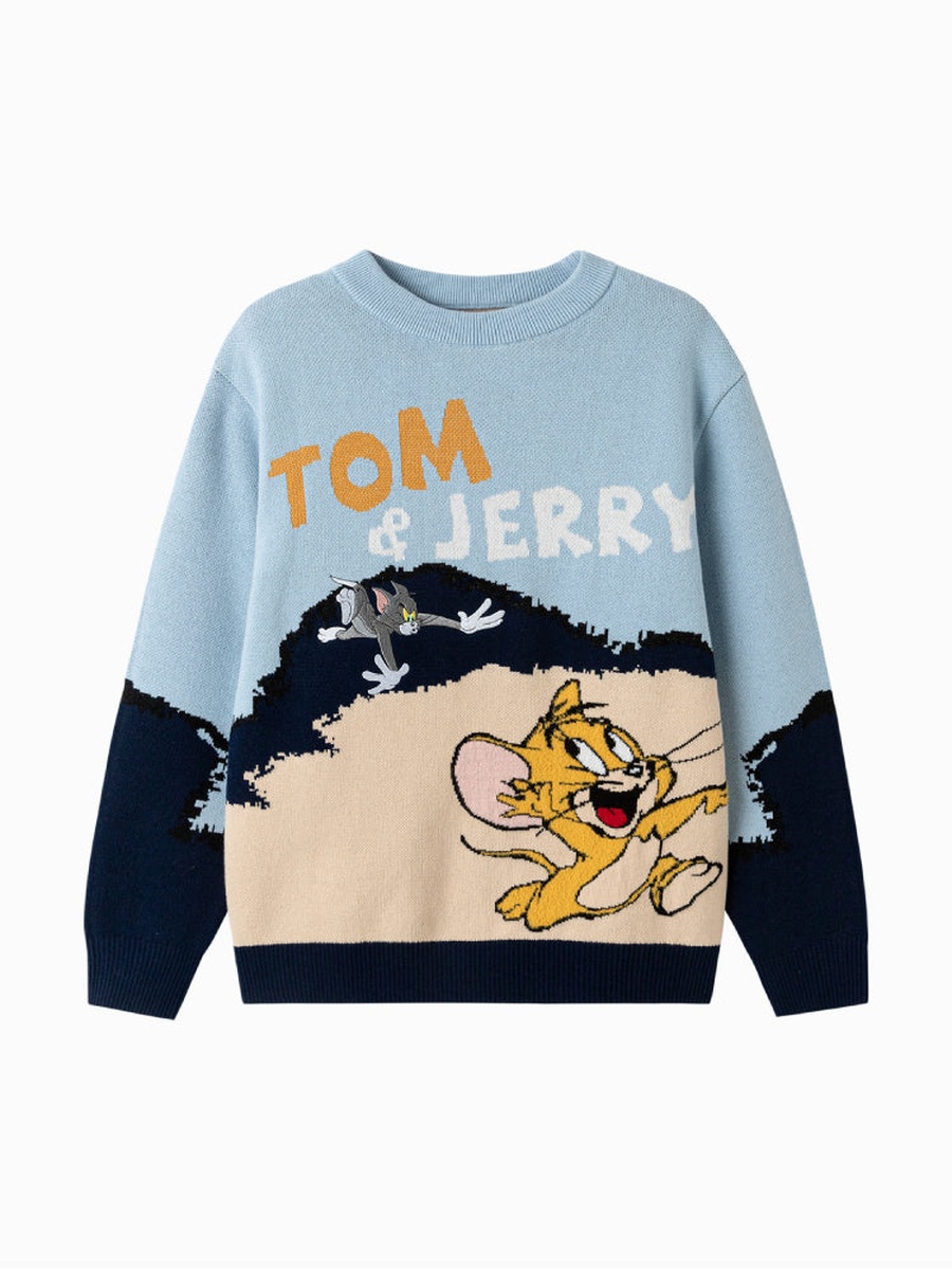 Knit Sweater with Tom and Jerry Design