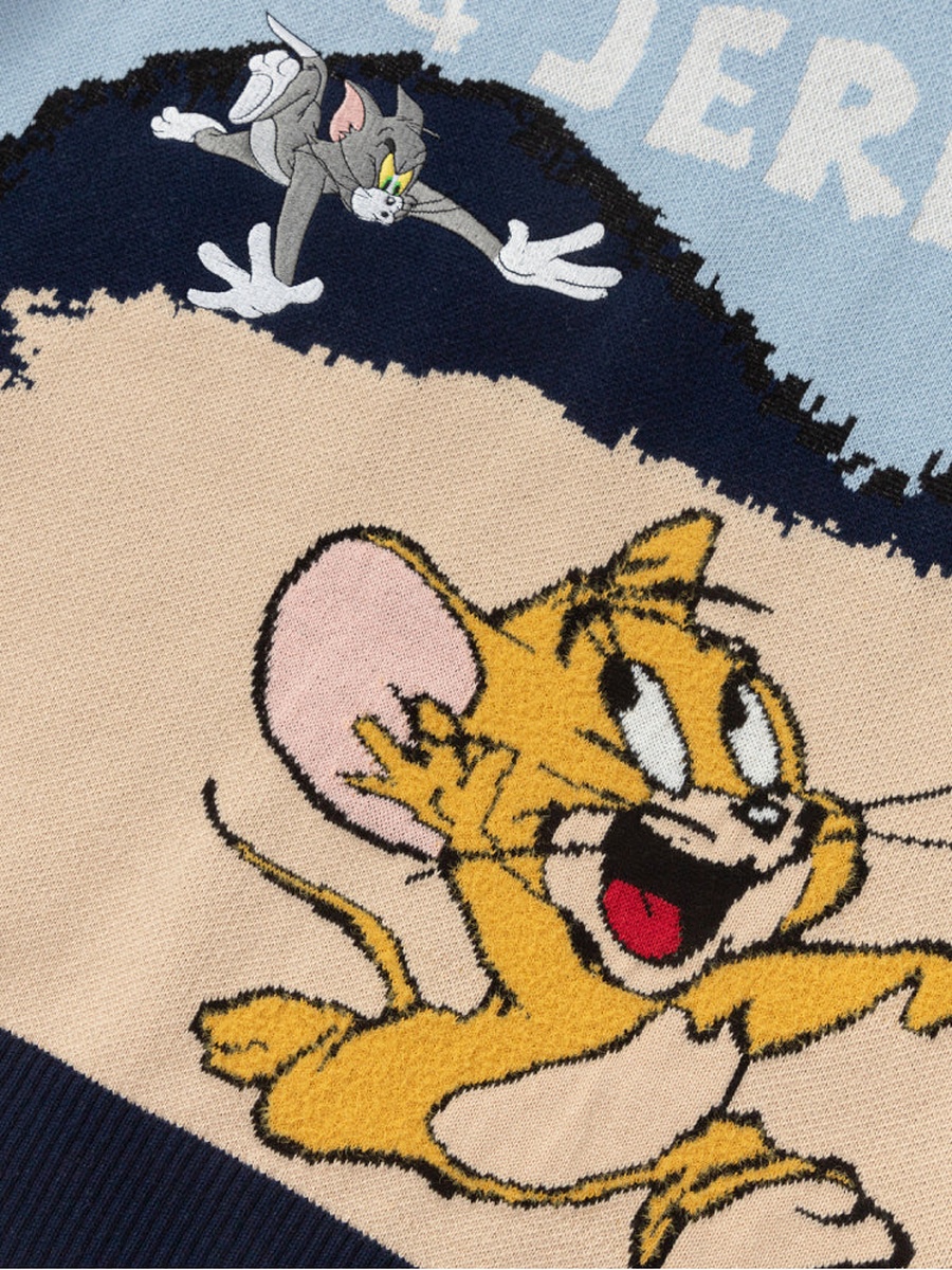 Knit Sweater with Tom and Jerry Design