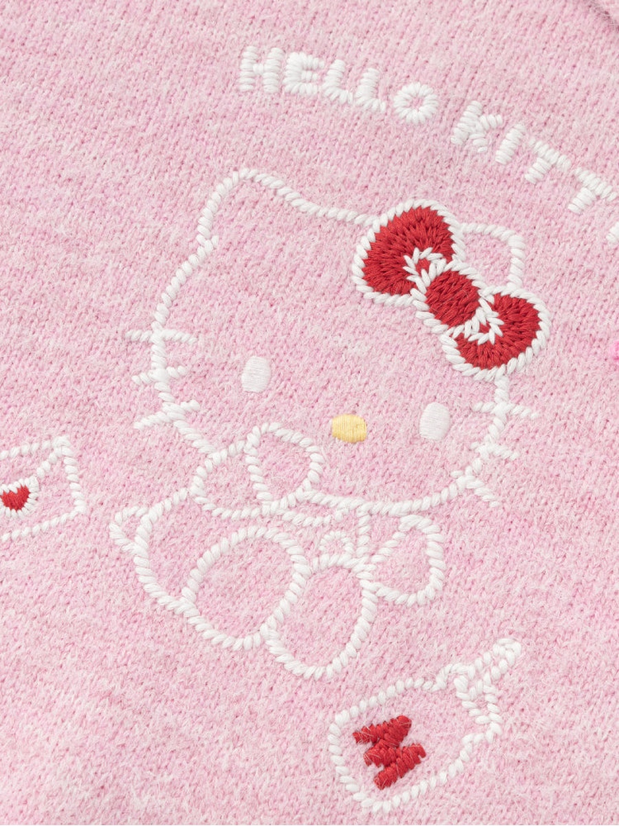 Fuzzy Polo Sweater with Cartoon Design
