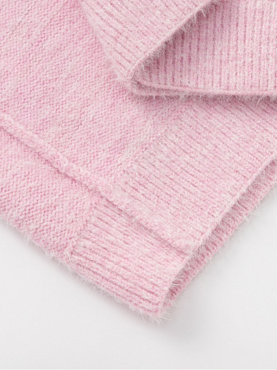 Fuzzy Polo Sweater with Cartoon Design