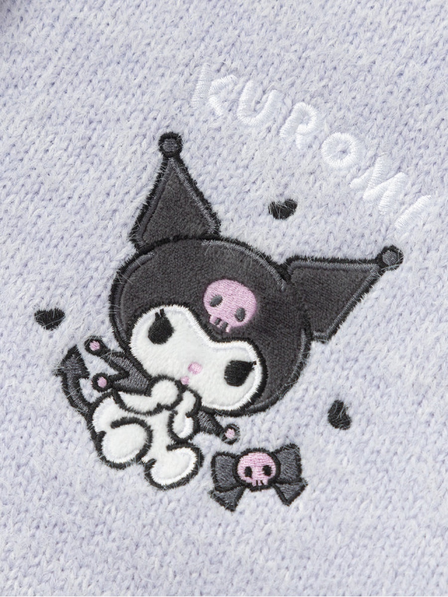 Fuzzy Polo Sweater with Cartoon Design