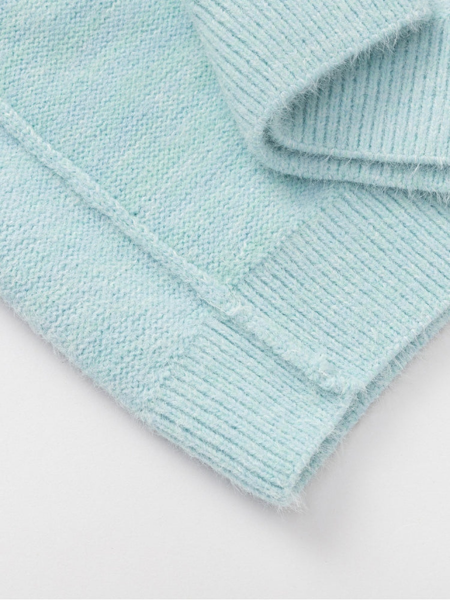 Fuzzy Polo Sweater with Cartoon Design