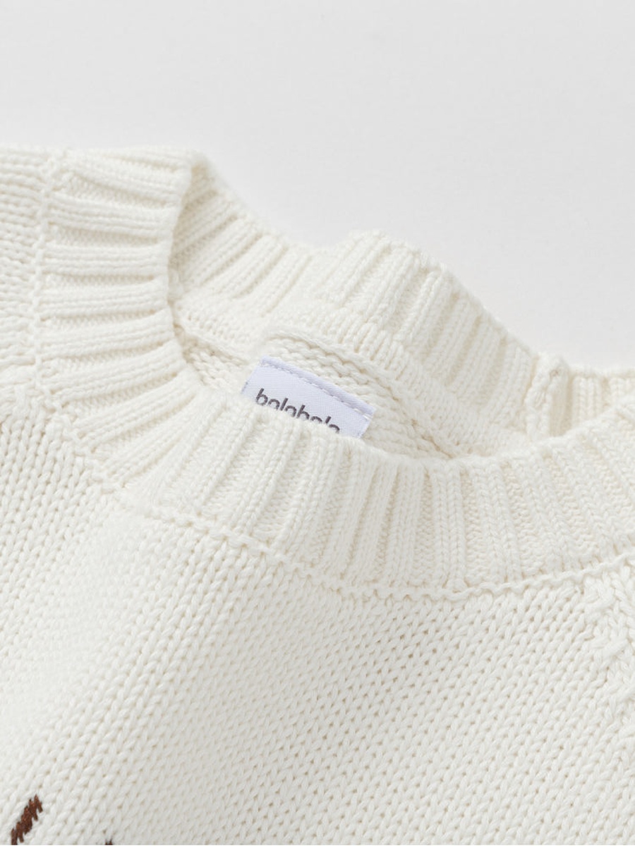 Knitted Sweater with Front Cartoon Design