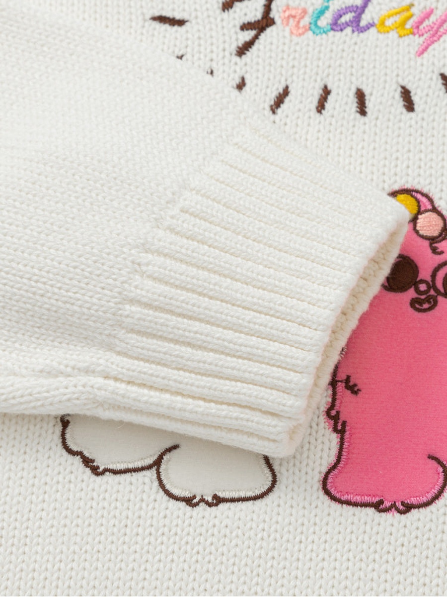 Knitted Sweater with Front Cartoon Design