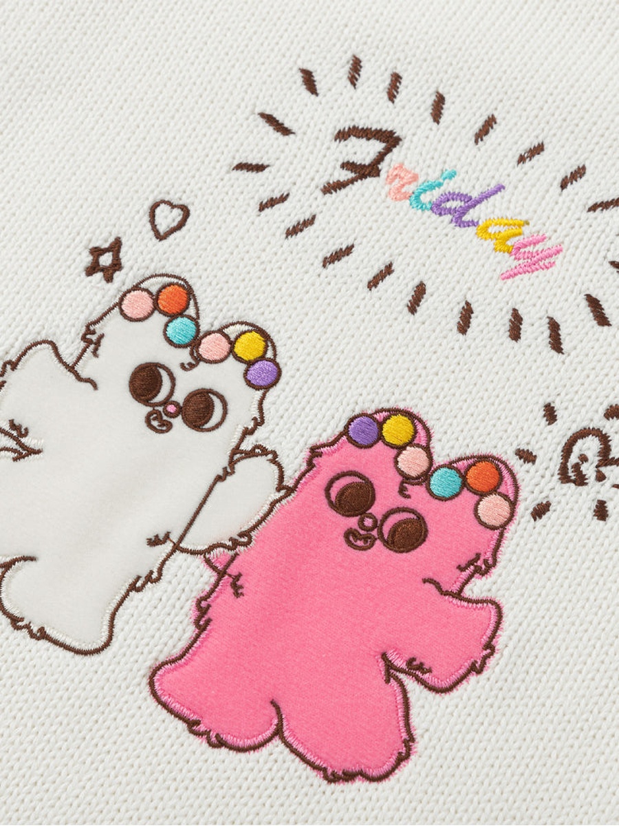 Knitted Sweater with Front Cartoon Design