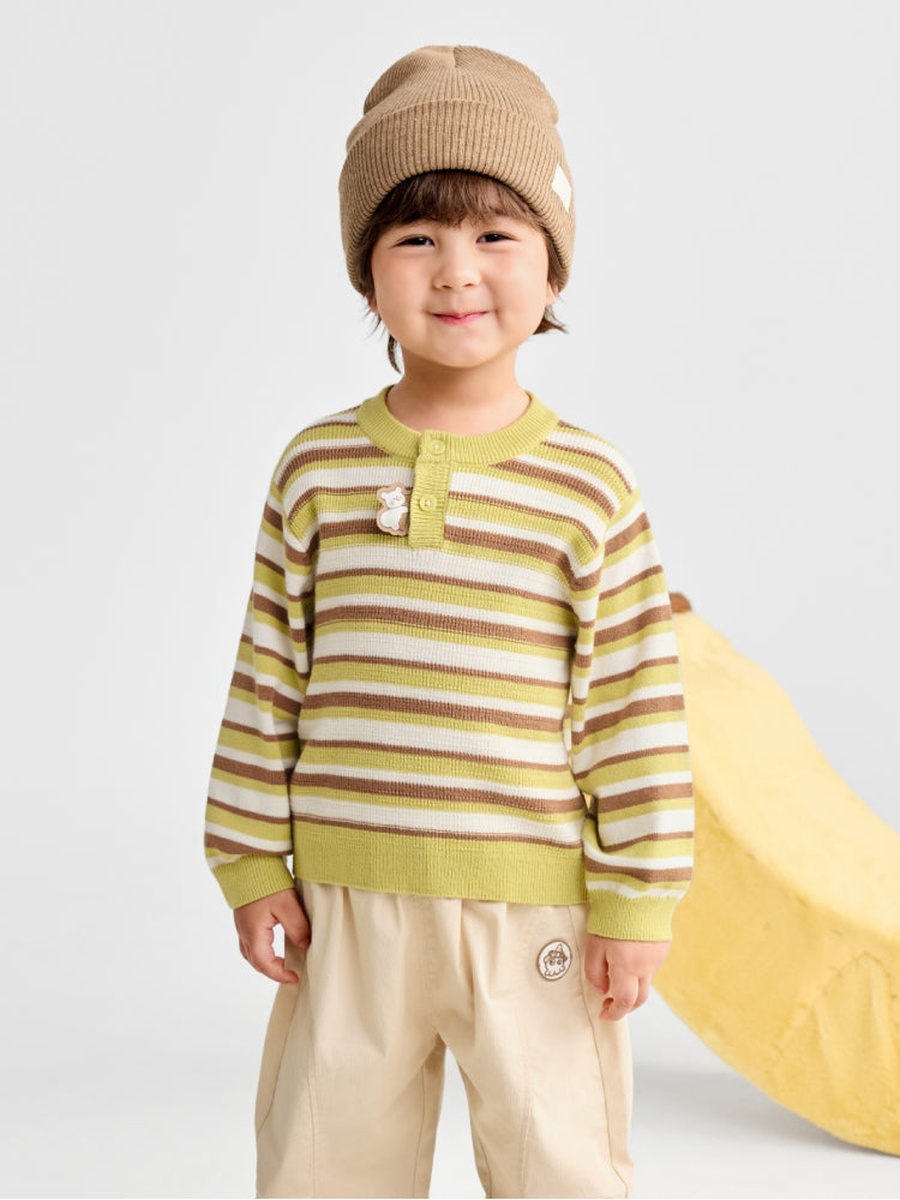 Knitted Henley Sweater with Front Detail