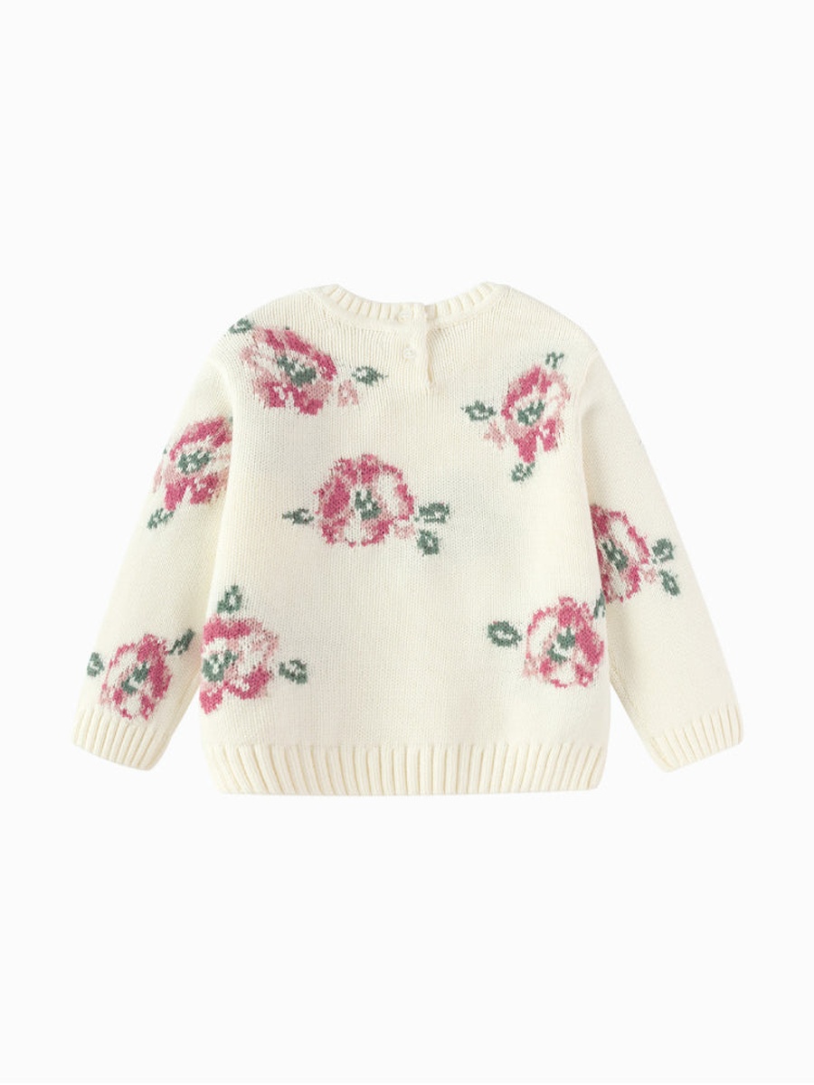 Knitted Sweater with Floral Pattern