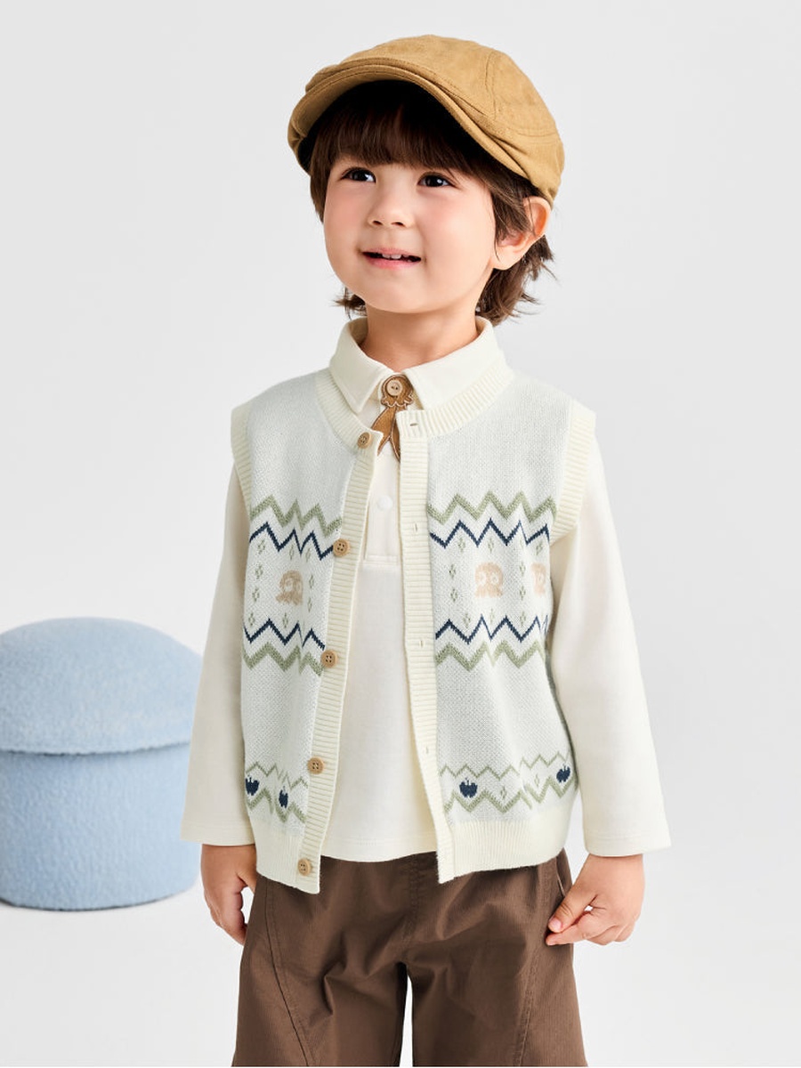 Knitted Sleeveless Cardigan with Button Front