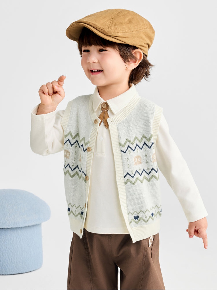 Knitted Sleeveless Cardigan with Button Front