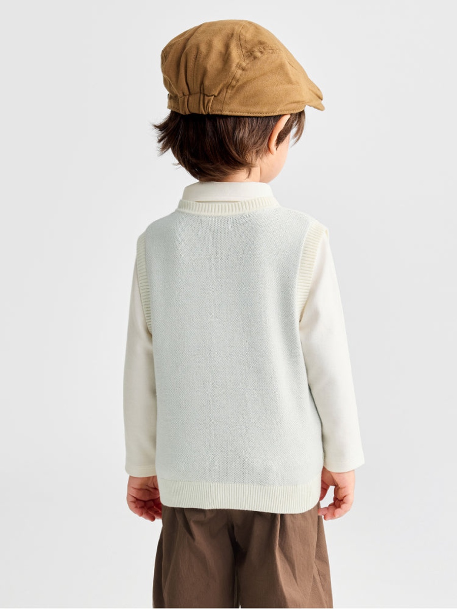 Knitted Sleeveless Cardigan with Button Front