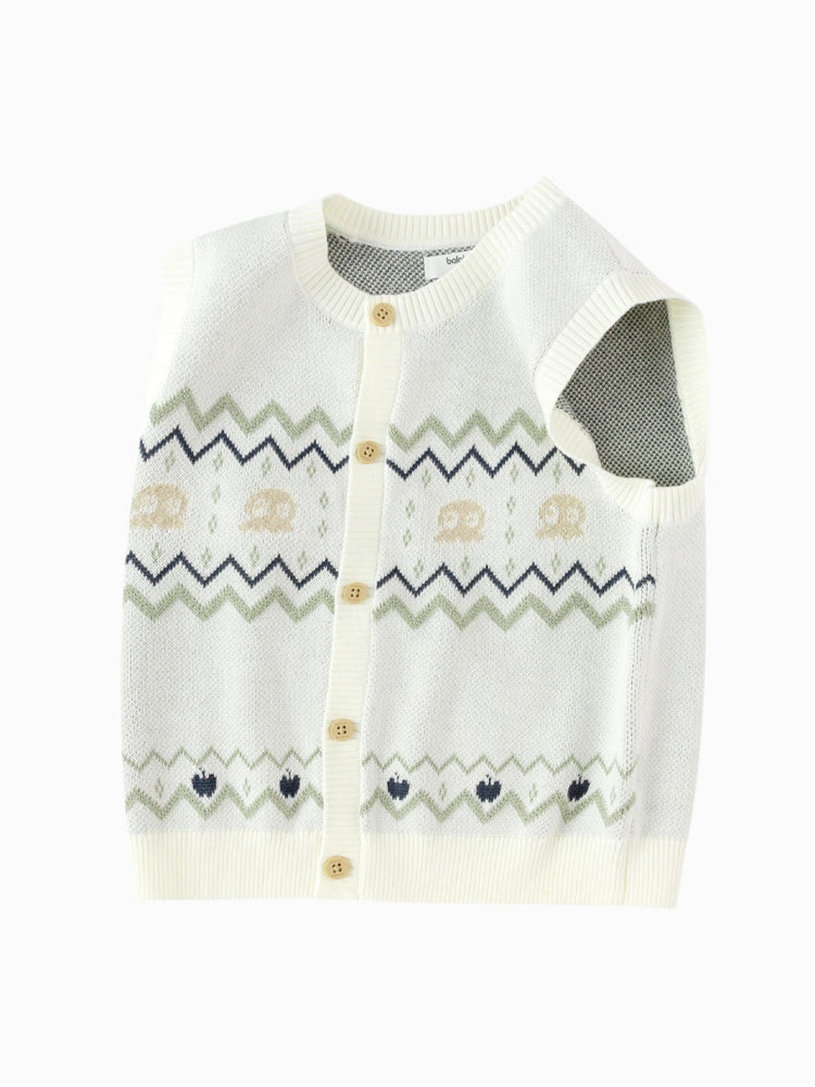 Knitted Sleeveless Cardigan with Button Front