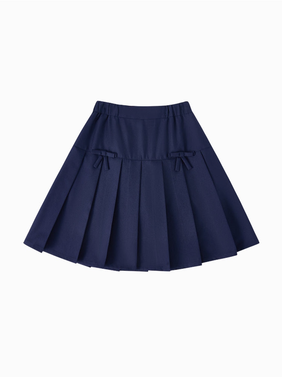 Short Pleated Skirt with Ribbon Detail