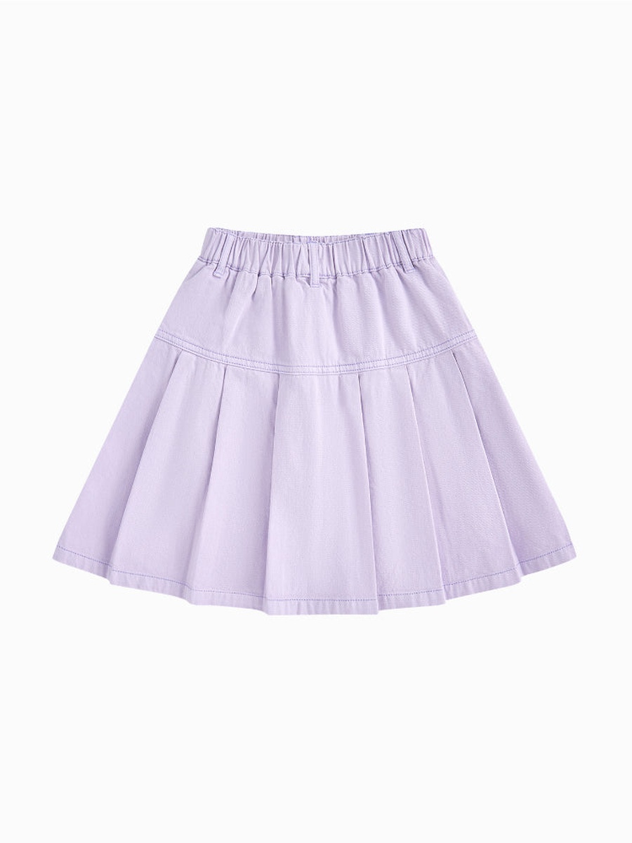 Short Denim Skirt with Pleats and Heart Pockets