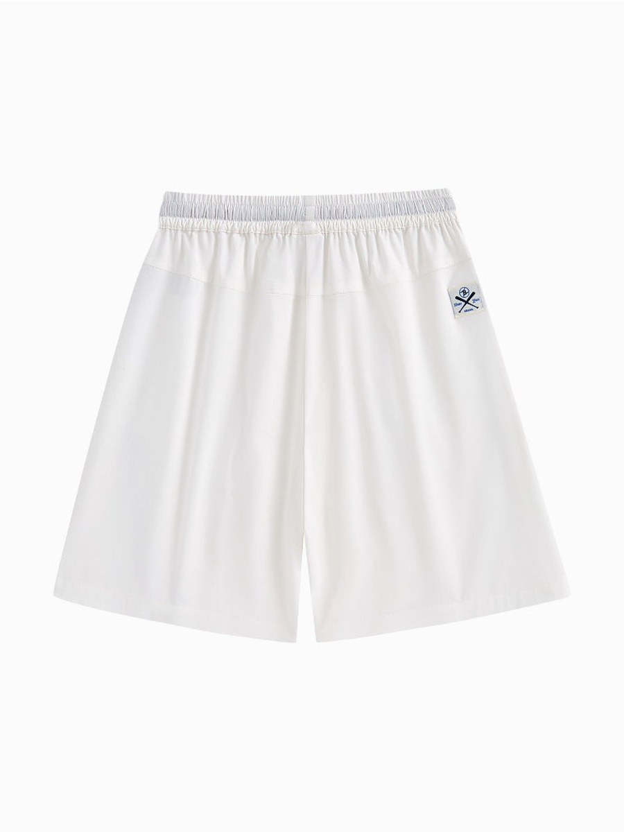 Contrast Color Line Detail Shorts with Pockets and Drawstring Waist