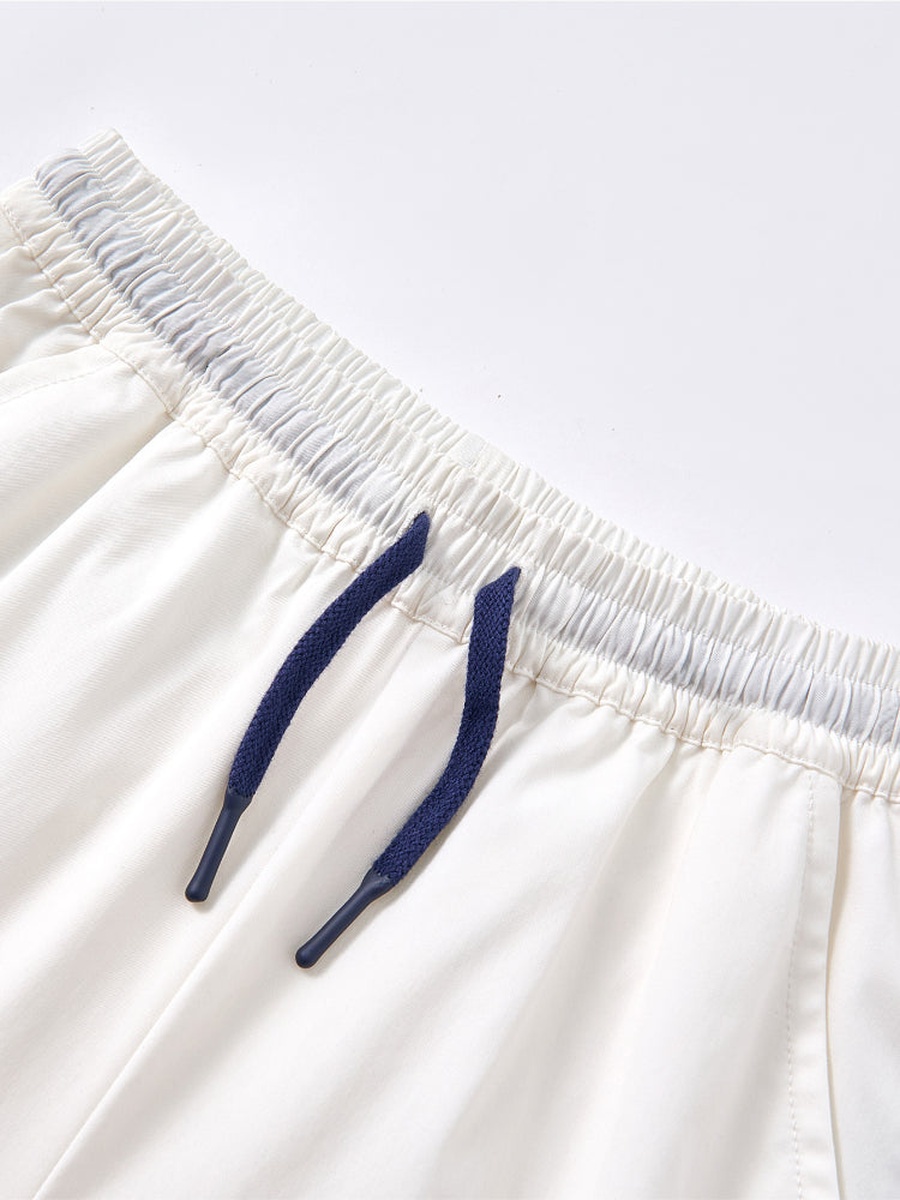 Contrast Color Line Detail Shorts with Pockets and Drawstring Waist