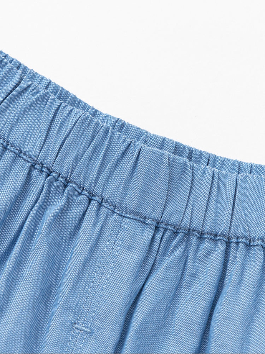 Shorts with Elastic Waist and Padded Detail