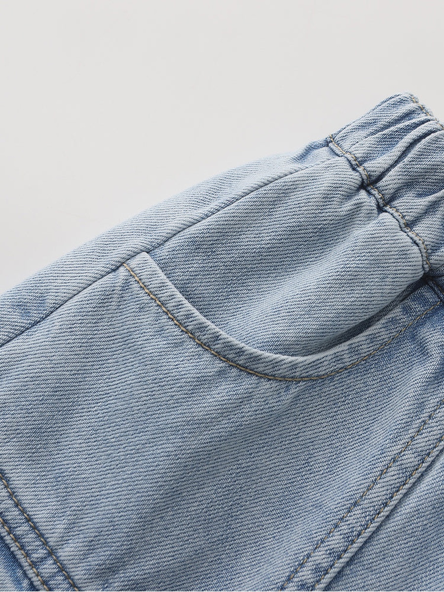 Pleated Denim Shorts